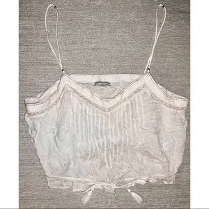 •AE• Drawstring Linen Cropped Top